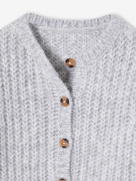 Wijd vest van schuimbreiwerk meisjes donkerpaars+gemêleerd grijs+petrolblauw+rood+roze (poederkleur) - vertbaudet enfant 