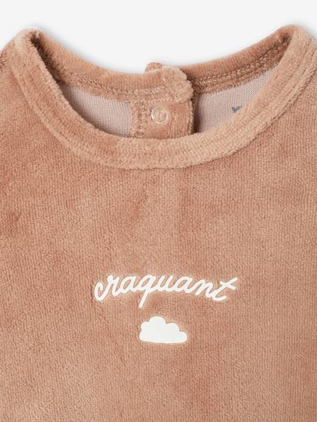 Set van 3 fluwelen babyslaappakjes BASICS cappuccino+kameel+rozen - vertbaudet enfant 