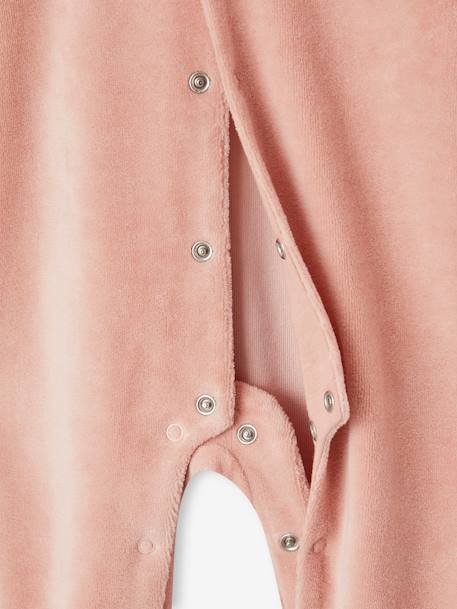 Pyjama bébé fille velours collerette imprimée rose poudré+vert sauge - vertbaudet enfant 