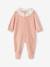 Pyjama bébé fille velours collerette imprimée personnalisable rose poudré+vert sauge - vertbaudet enfant 