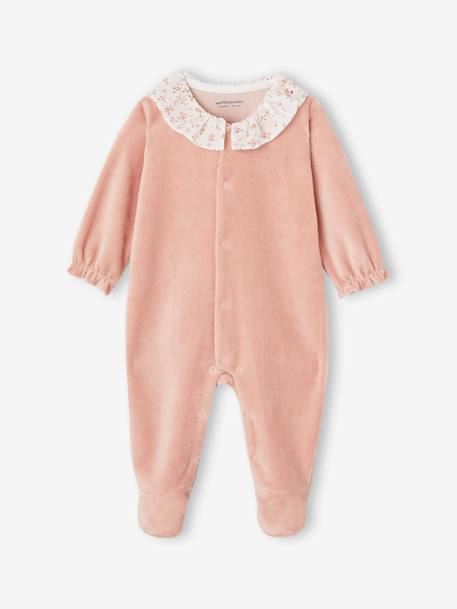 Bébé-Pyjama bébé fille velours collerette imprimée