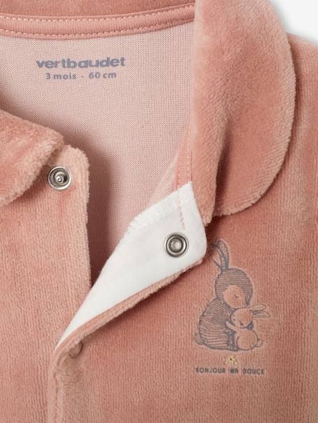 Lot de 2 pyjamas mixtes velours ouverture naissance cappuccino+rose - vertbaudet enfant 