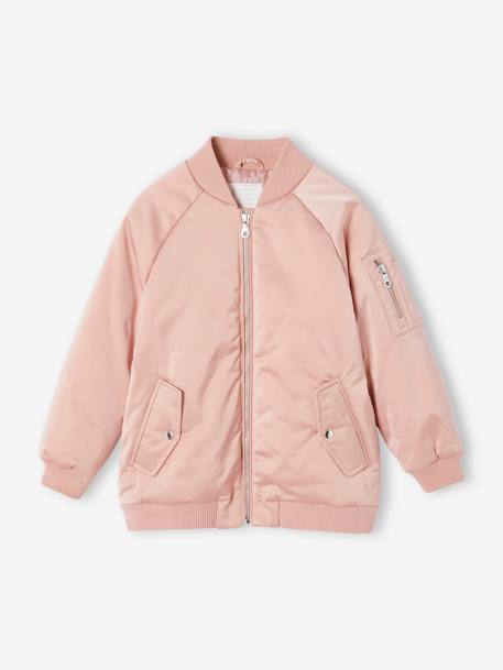 Blouson bomber effet satiné fille rose poudré - vertbaudet enfant 