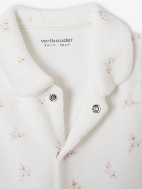 Set van 2 fluwelen babyslaappakjes met opening voor cappuccino+rozen - vertbaudet enfant 