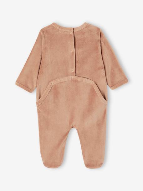 Lot de 3 pyjamas bébé mixtes en velours camel+cappuccino+rose - vertbaudet enfant 