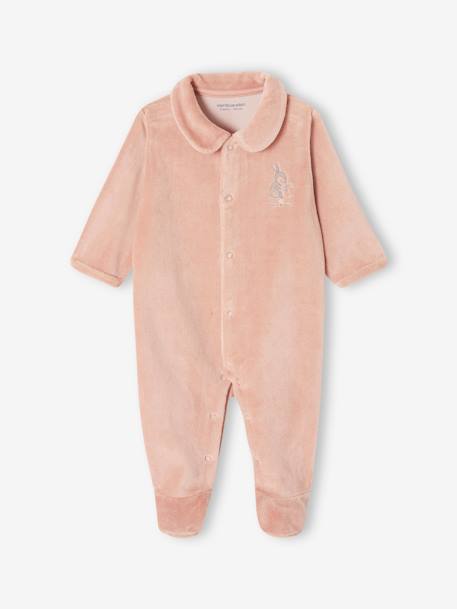 Set van 2 fluwelen babyslaappakjes met opening voor cappuccino+rozen - vertbaudet enfant 