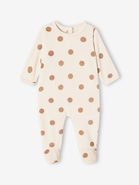 Set van 3 fluwelen babyslaappakjes BASICS cappuccino+kameel+rozen - vertbaudet enfant 