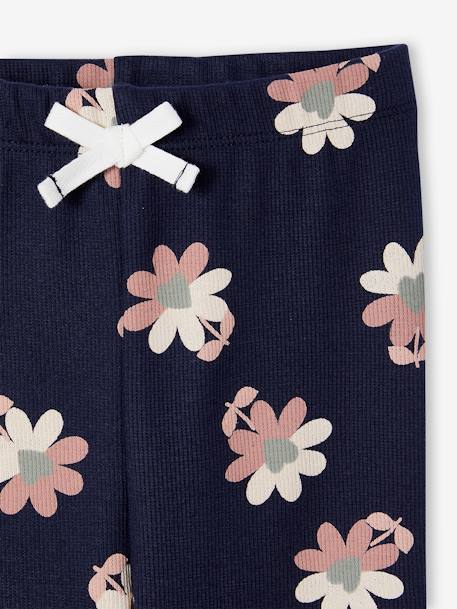 Meisjeslegging van ribtricot marineblauw+oudroze - vertbaudet enfant 