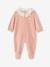 Pyjama bébé fille velours collerette imprimée personnalisable rose poudré+vert sauge - vertbaudet enfant 