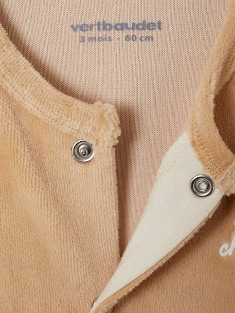 Lot de 3 pyjamas bébé mixte en velours ouverture naissance bois de rose+jaune d'or+vert d'eau - vertbaudet enfant 