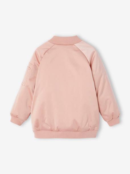 Blouson bomber effet satiné fille rose poudré - vertbaudet enfant 