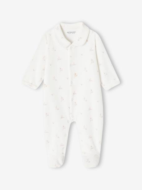 Set van 2 fluwelen babyslaappakjes met opening voor cappuccino+rozen - vertbaudet enfant 