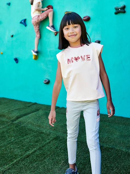 Sportieve 3-delige set voor meisjes ecru - vertbaudet enfant 