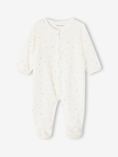 Lot de 3 pyjamas bébé mixte en velours ouverture naissance bois de rose+jaune d'or+vert d'eau - vertbaudet enfant 