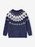 Pull jacquard garçon col rond bleu ardoise+vert - vertbaudet enfant 