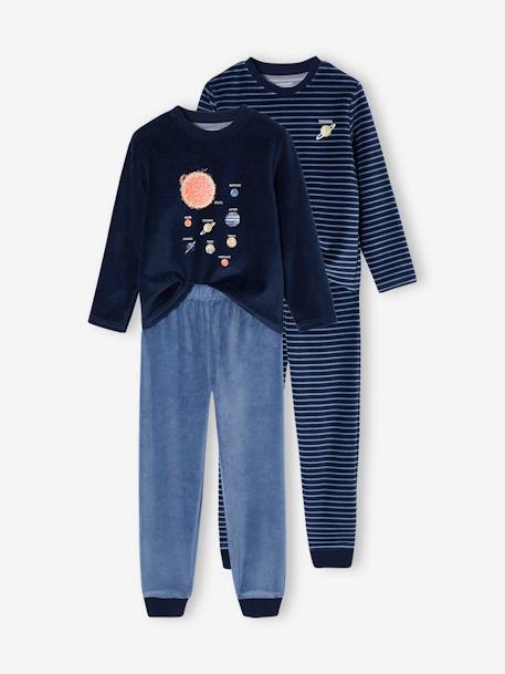 Lot de 2 pyjamas  garçon velours Espace marine - vertbaudet enfant 