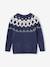 Pull jacquard garçon col rond bleu ardoise+vert - vertbaudet enfant 
