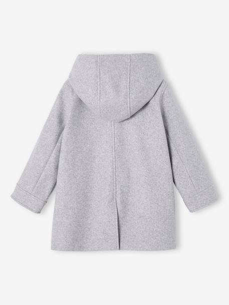 Manteau à capuche en lainage effet flanelle fille gris chiné - vertbaudet enfant 