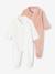 Lot de 2 pyjamas mixtes velours ouverture naissance cappuccino+rose - vertbaudet enfant 