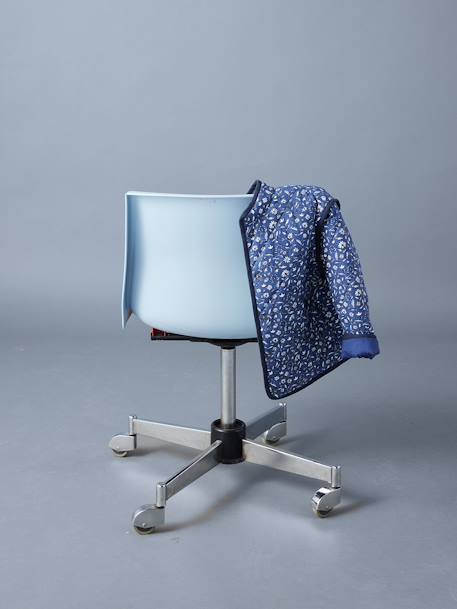 Veste à fleurs matelassée doublée sherpa fille bleu imprimé - vertbaudet enfant 