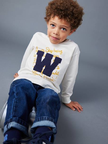 T-shirt lettre appliquée garçon écru - vertbaudet enfant 