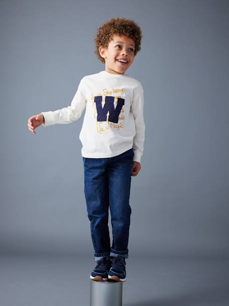 T-shirt lettre appliquée garçon écru - vertbaudet enfant 
