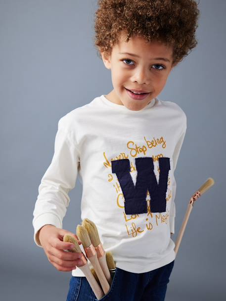 T-shirt lettre appliquée garçon écru - vertbaudet enfant 