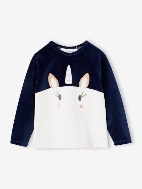 Pyjama fille velours licorne marine - vertbaudet enfant 