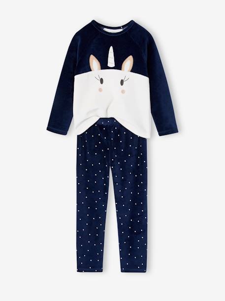 Pyjama fille velours licorne marine - vertbaudet enfant 