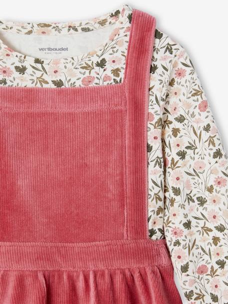 Ensemble robe tablier en velours et t-shirt fille rose+vert - vertbaudet enfant 
