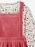 Ensemble robe tablier en velours et t-shirt fille rose+vert - vertbaudet enfant 