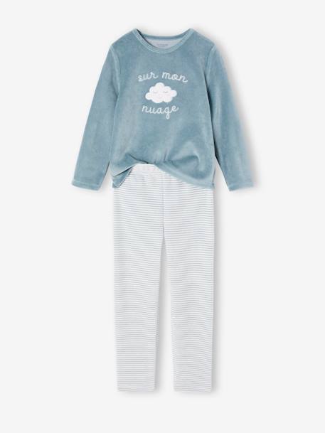 Lot de 2 pyjamas fille velours sur mon nuage vert d'eau - vertbaudet enfant 