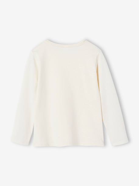 T-shirt Basics met hartjes en pailletten en lange mouwen antraciet+ecru+roze (poederkleur)+smaragdgroen - vertbaudet enfant 