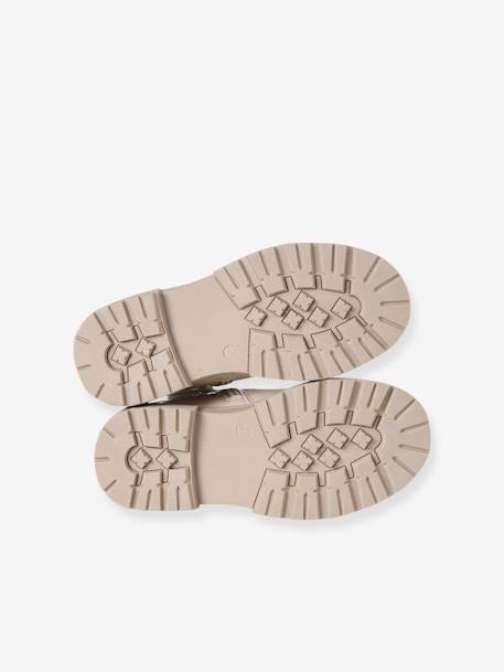 Boots enfant fille synthétique zippées et élastiquées écru+marine+marron - vertbaudet enfant 