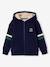 Sweat garçon zippé à capuche doublé sherpa blanc chiné+marine - vertbaudet enfant 