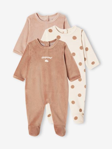 Bébé-Lot de 3 pyjamas bébé mixtes en velours