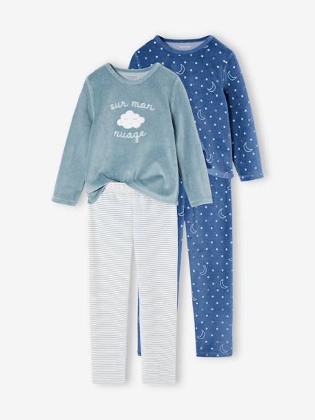 Lot de 2 pyjamas fille velours sur mon nuage vert d'eau - vertbaudet enfant 