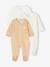 Lot de 3 pyjamas bébé mixte en velours ouverture naissance bois de rose+jaune d'or+vert d'eau - vertbaudet enfant 