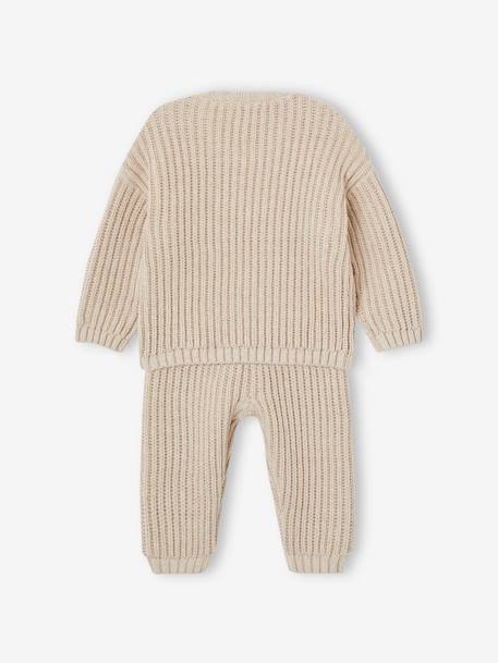 Ensemble 3 pièces mixte bébé naissance beige chiné - vertbaudet enfant 