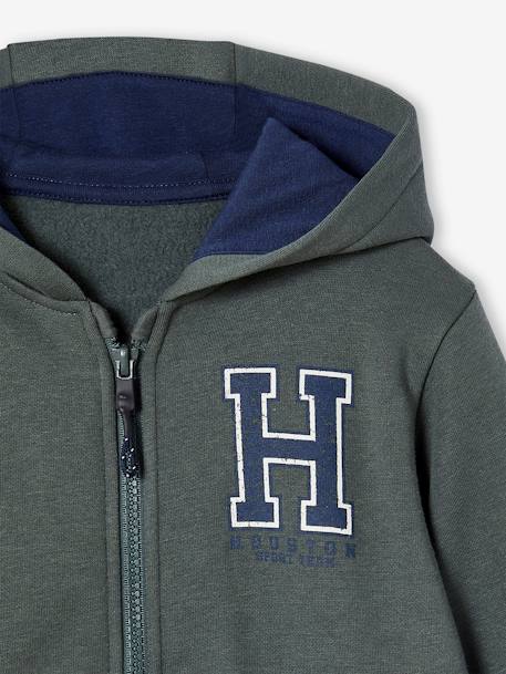 Sweat garçon zippé à capuche sport bleu grisé+gris chiné+lichen+marine - vertbaudet enfant 