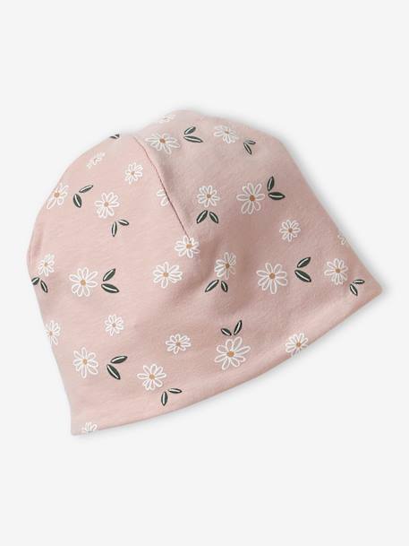 Ensemble fleuri fille bonnet + snood rose poudré+vert de gris - vertbaudet enfant 