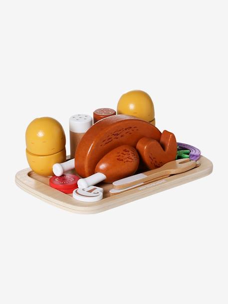 Poulet rôti et accessoires en bois FSC® jaune - vertbaudet enfant 