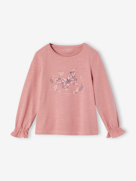 T-shirt fille motifs fantaisie détails brillants bleu pétrole+blush+rose poudré - vertbaudet enfant 