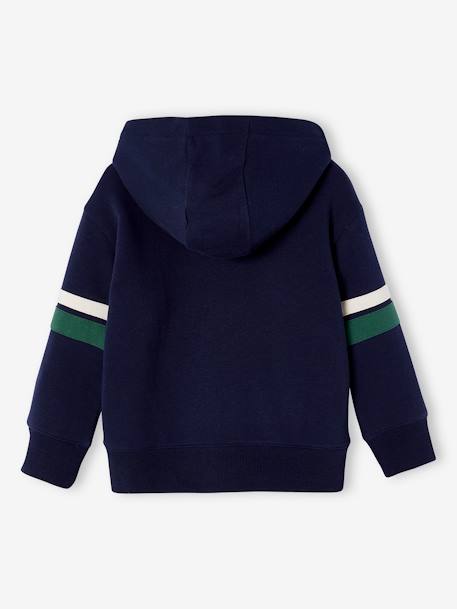 Sweat garçon zippé à capuche doublé sherpa blanc chiné+marine - vertbaudet enfant 