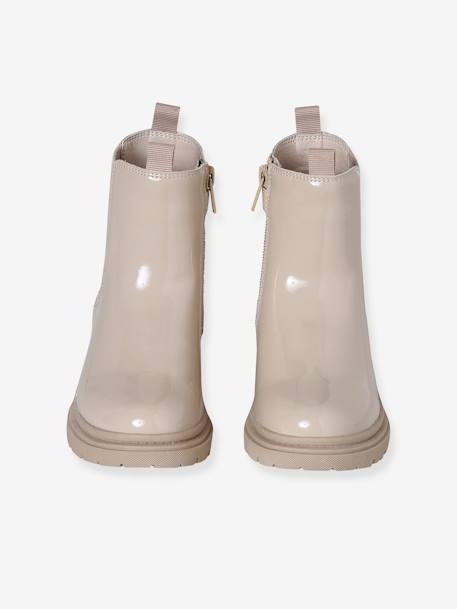 Boots enfant fille synthétique zippées et élastiquées écru+marine+marron - vertbaudet enfant 