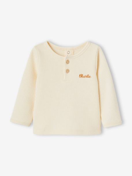 Ensemble naissance 3 pièces tee-shirt personnalisable legging bonnet écru - vertbaudet enfant 