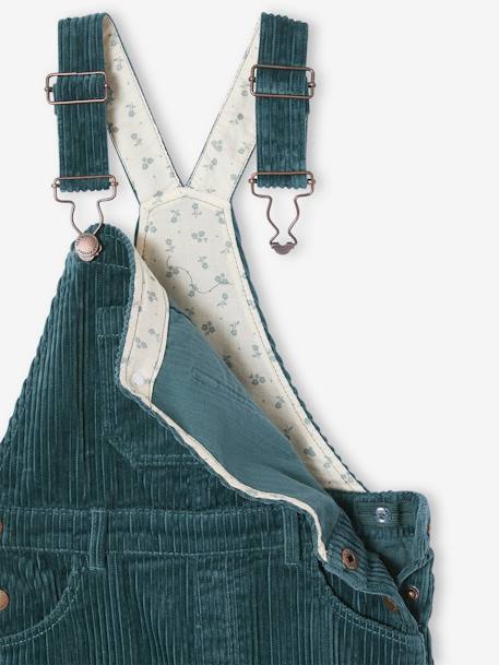 Salopette voor meisjes van ribfluweel chocoladebruin+dennen+oudroze - vertbaudet enfant 