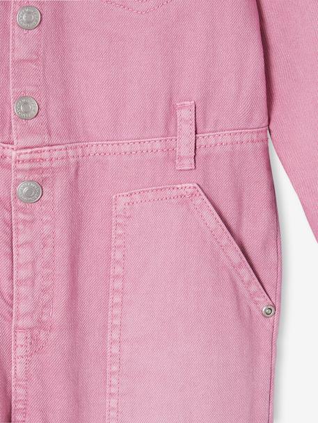 Combinaison longue en toile garment dyed fille vieux rose - vertbaudet enfant 
