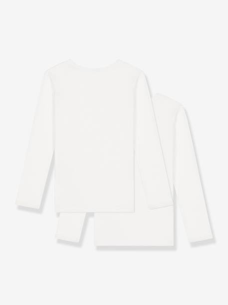 Set van 2 T-shirts met lange mouwen PETIT BATEAU wit - vertbaudet enfant 