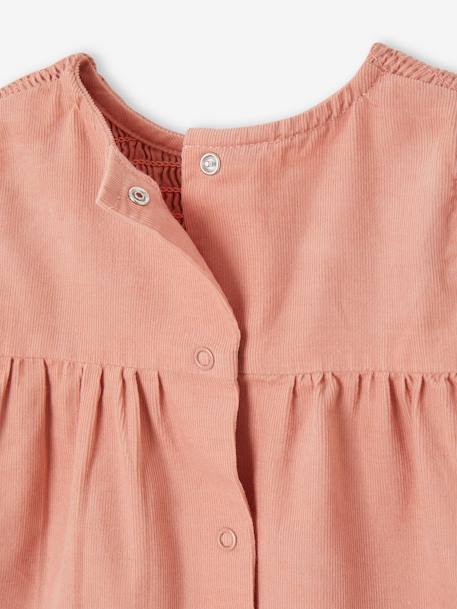 Robe à smocks en velours col brodé amovible bébé rose - vertbaudet enfant 